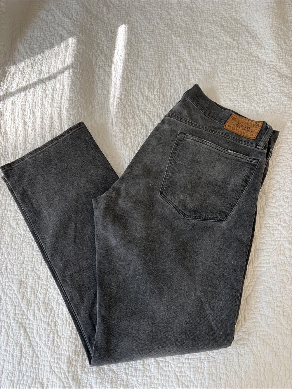 Polo by Ralph Lauren Men's Washed Charcoal Slim Straight Jeans